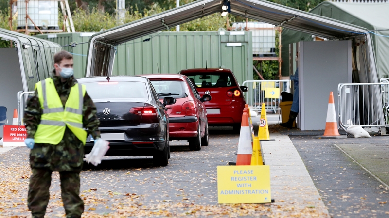 A soldier working at the Covid-19 testing centre at the Aviva Stadium in Dublin today (Pic: RollingNews.ie)