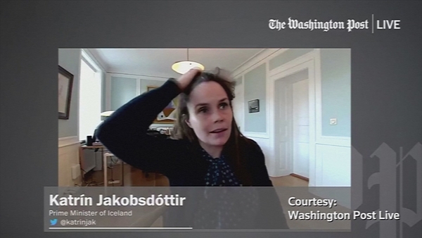 Katrín Jakobsdóttir was taking part in the interview with the Washington Post when the interview struck