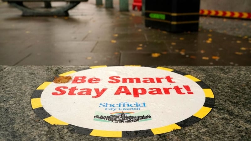 A Covid-19 sign in Sheffield, a city facing tighter restrictions from Saturday