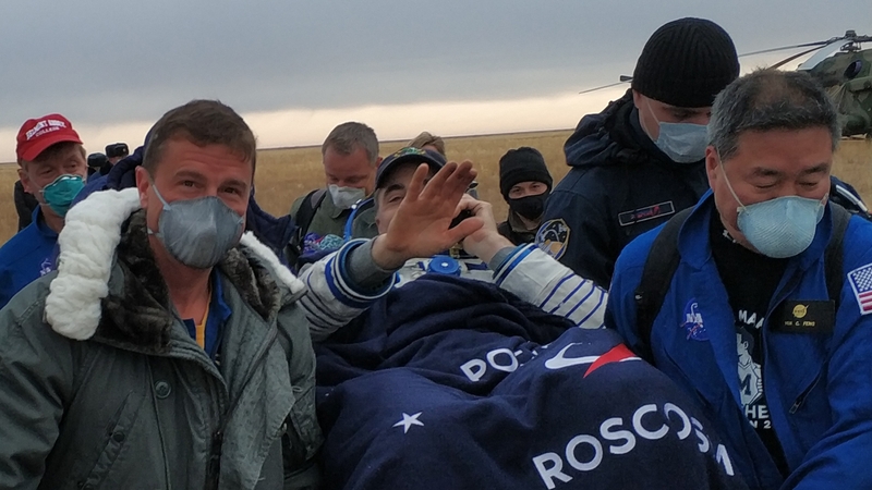 A handout photo made available by Roscosmos shows Chris Cassidy shortly after his return to Earth from the ISS