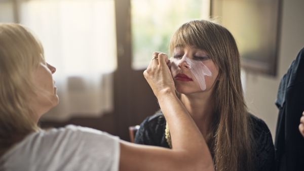 We've got a spooky look that uses just three products - blue, black and white paint!
