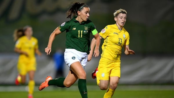 Ireland's Katie McCabe in action against Ukraine in October. Photo: Stephen McCarthy/ Sportsfile