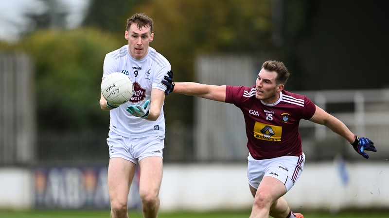 Aaron Masterson of Kildare in action against Kieran Martin of Westmeath.