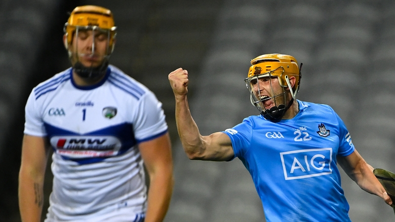 Eamon Dillon celebrates his late goal for Dublin.