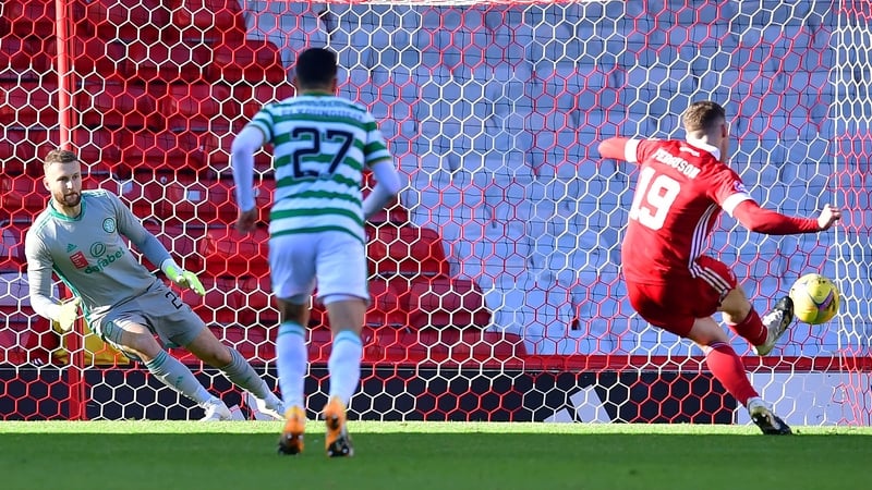Lewis Ferguson slots home the first of his two penalties to open the scoring for the hosts