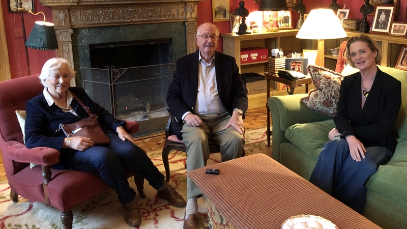 Delphine (R) with her father King Albert and Queen Paola