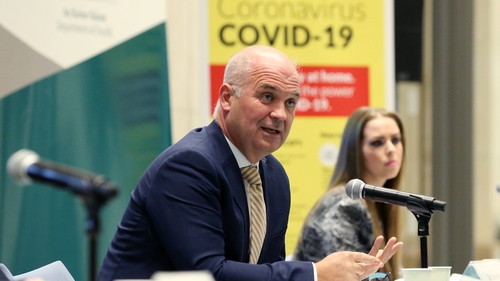 Dr Tony Holohan and Dr Heather Burns at a press briefing on Covid-19 this evening (Pic: RollingNews.ie)