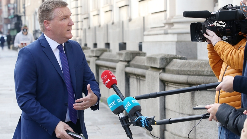 Michael McGrath speaking to the media on the way into today's Cabinet meeting