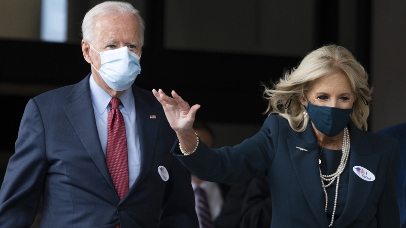 Joe Biden voted at the Carvel State Office Building in his hometown of Wilmington, Delaware