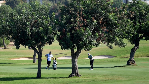 Cormac Sharvin in action on the sixth hole at Aphrodite Hills