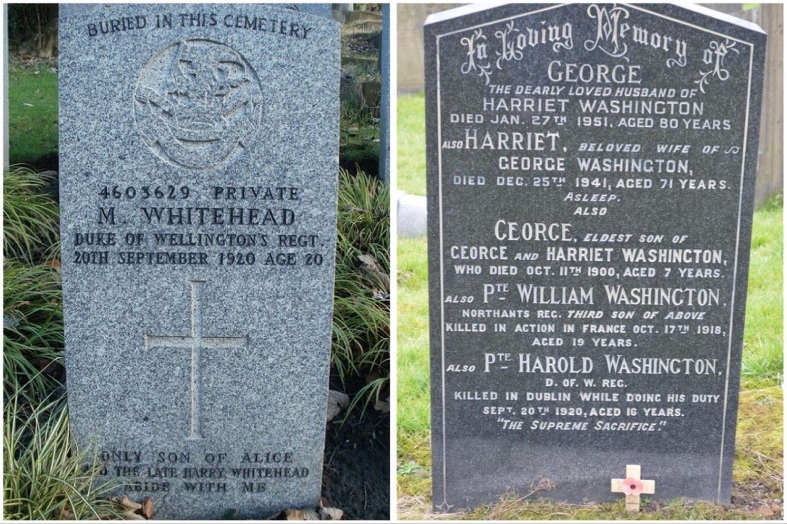 The graves of Marshall Whitehead and Harold Washington (Courtesy: Stephen Farnell and Leonard Scott)