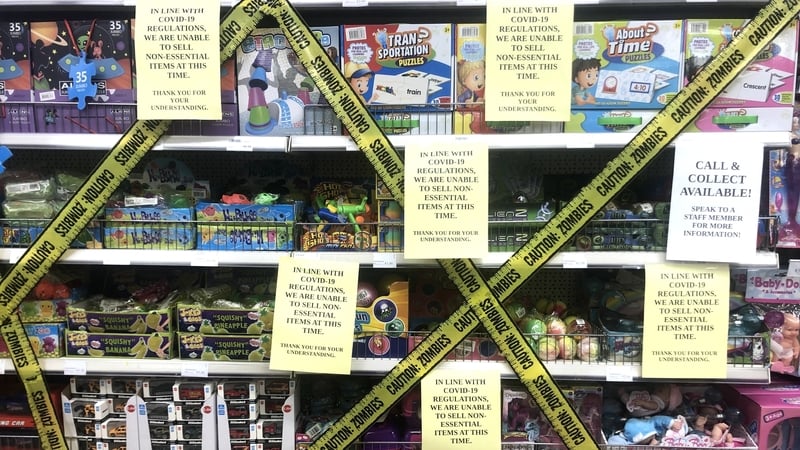 Shelves of toys, Christmas gifts and Halloween decorations blocked off in More 4 Less in Swords (Pic: RollingNews.ie)