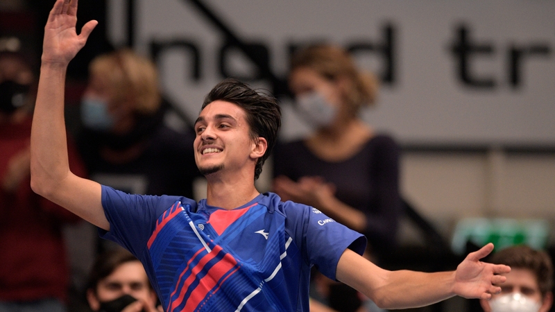 Lorenzo Sonego celebrates his win