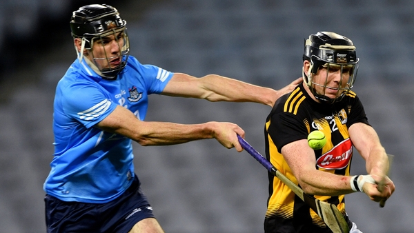 Danny Sutcliffe of Dublin hooks Kilkenny forward Walter Walsh