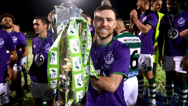 Byrne with the Premier Division trophy