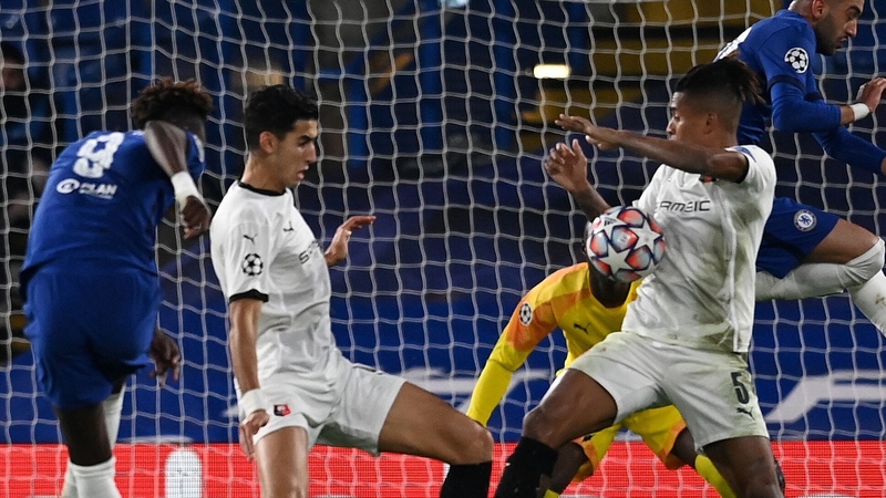 Rennes defender Dalbert was sent off against Chelsea for handball