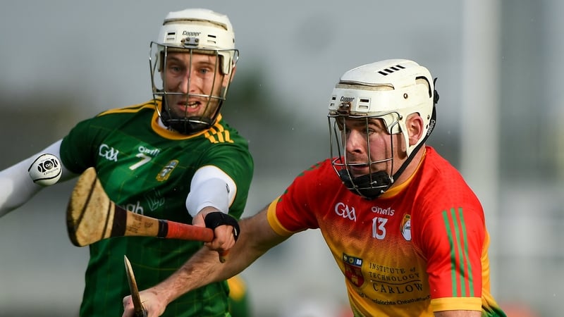 Marty Kavanagh of Carlow in action against Keith Keoghan of Meath