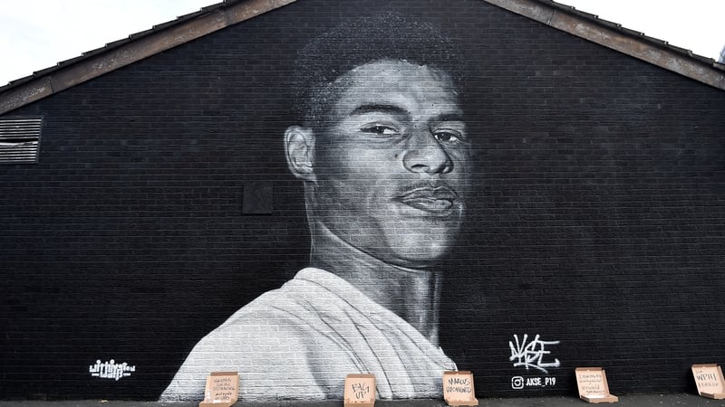 A mural of Marcus Rashford in Manchester