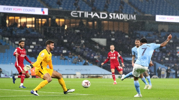 Alisson's save from Sterling kept Liverpool in front.