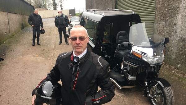 The unique vehicle was created by combining a 1996 Ford Scorpio hearse and an old 1988 Goldwing GL1500 motorcycle