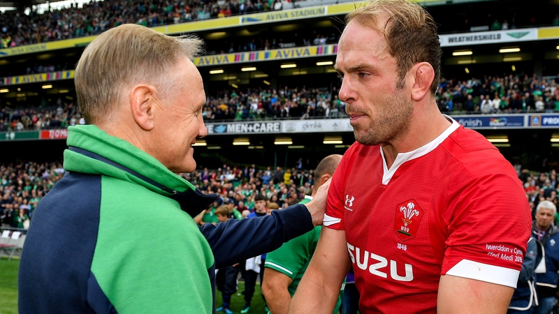 Alun Wyn Jones (R) with Joe Schmidt after last year's Guinness Summer Series match at the Aviva Stadium