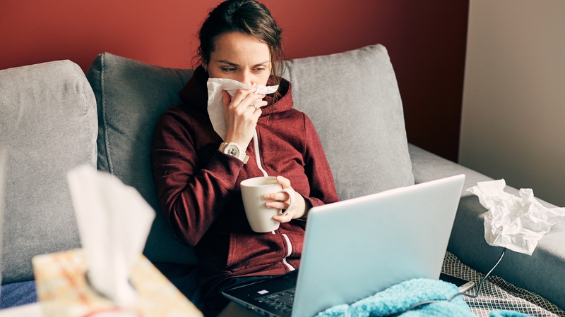 " Just because we can work from home when we are ill, it doesn't always mean that we should – and that includes logging on to our laptop or checking emails from the sick bed." Photo: Getty Images