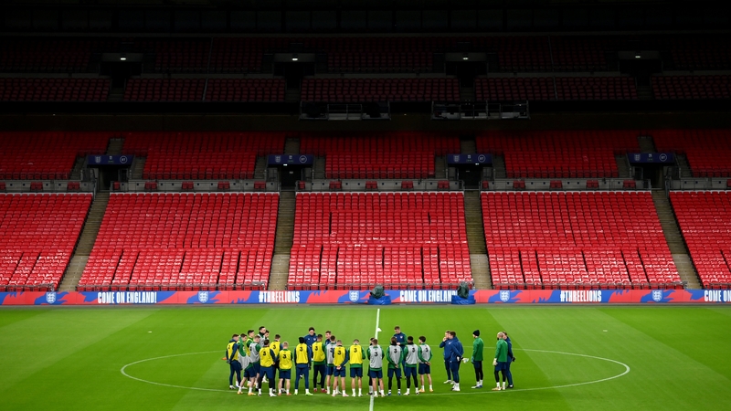 The Ireland team trained at Wembley on the eve of the game
