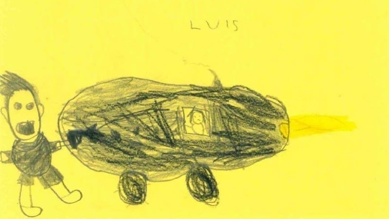 A sketch of the incident by six-year-old Luis, which police are following up on (Image: Polizei Hamm)