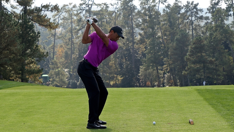 Tiger Woods tees off on the 10th hole during Roiund 3.