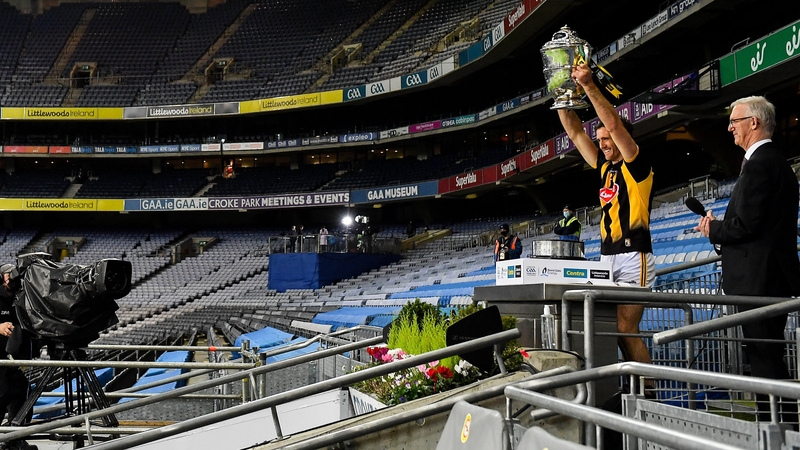 Kilkenny captain Colin Fennelly lifts the Bob O'Keeffe Cup at Croke Park