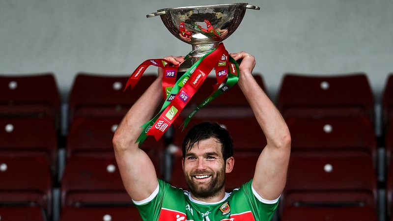 Aidan O'Shea lifts the Nestor Cup