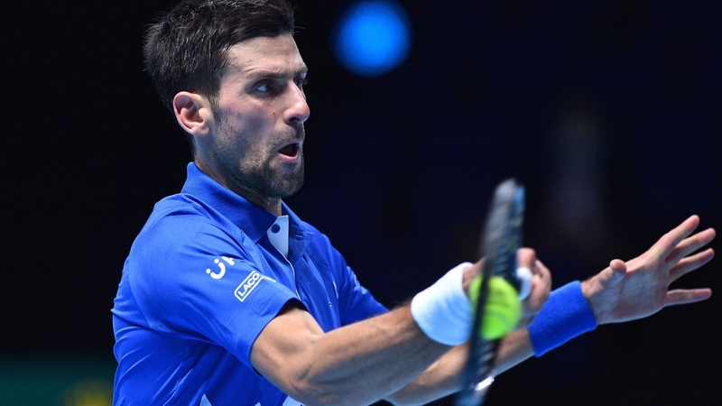 Novak Djokovic fires a forehand at the O2