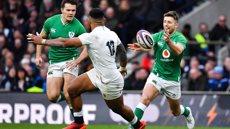 Ross Byrne (r) returns to the Ireland side in place of injured Johnny Sexton