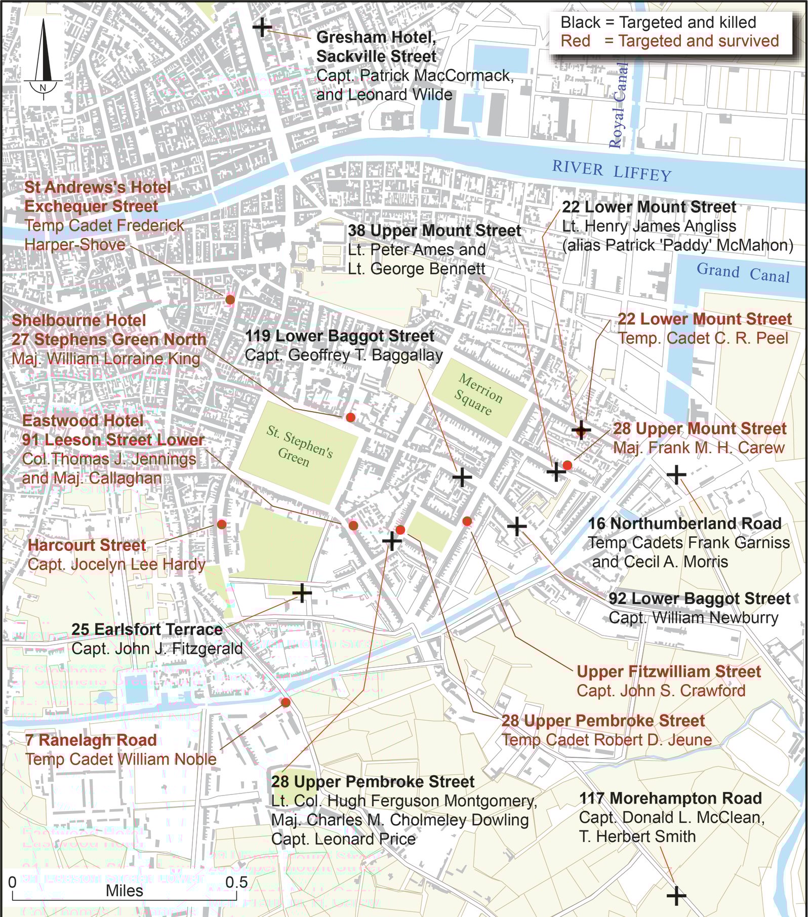 Map of the shootings in Dublin, morning of Sunday 21 November 1920 (Credit: Cork University Press)