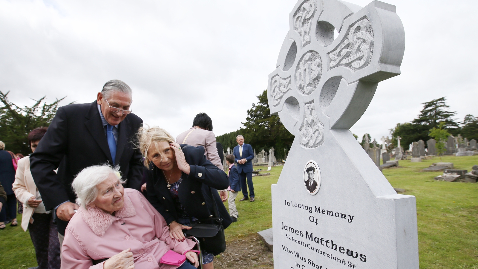James's daughter Nancy Dillon attending a special ceremony at Glasnevin Cemetery in Dublin to mark the unveiling of a headstone of the final resting place of Bloody Sunday victim, James Matthews.