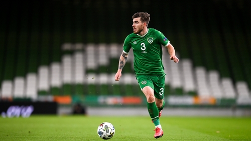 Ryan Manning in action at Lansdowne Road making his Ireland debut