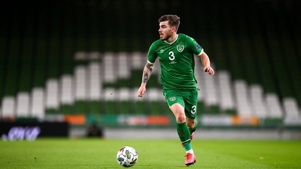 Ryan Manning in action at Lansdowne Road making his Ireland debut