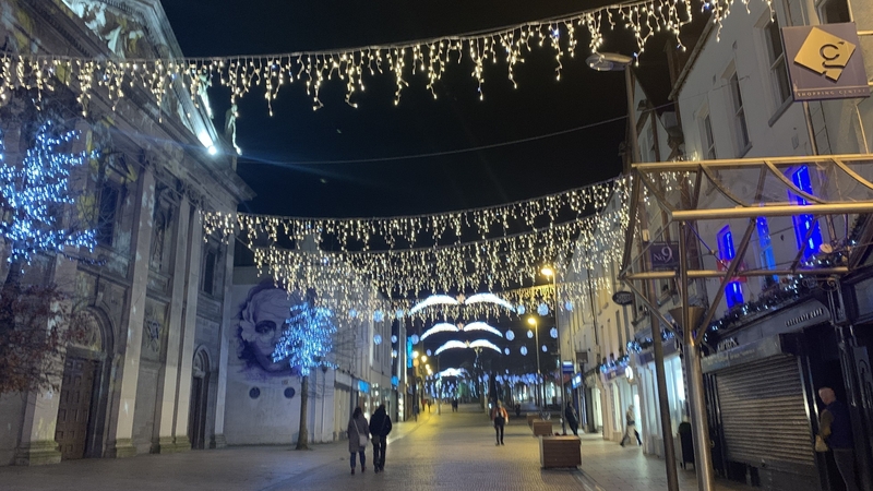 Christmas lights illuminate Barronstrand Street in Waterford city