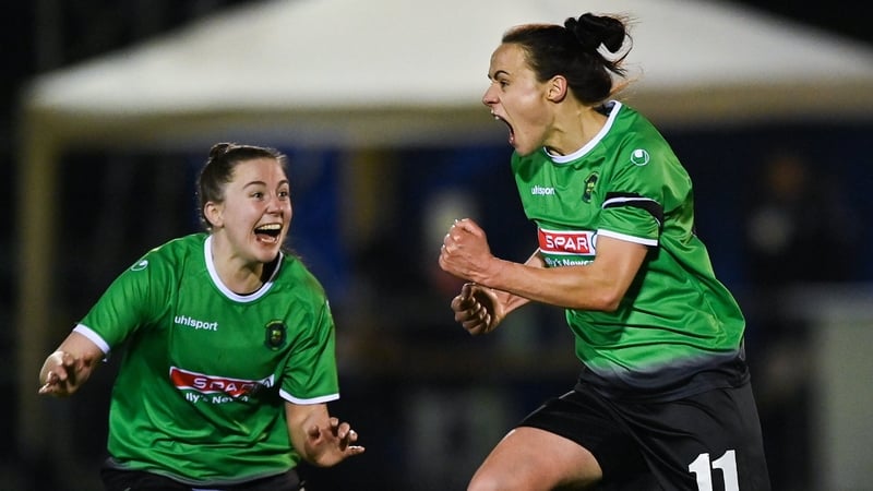 Áine O'Gorman (R) drove Peamount to victory