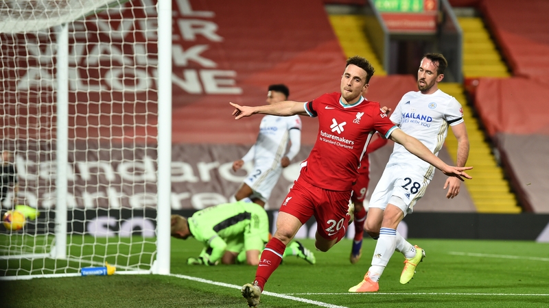 Diogo Jota celebrates his headed goal