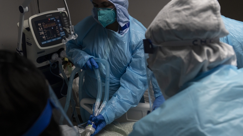 Medical staff attend to patients in the Covid-19 ICU at United Memorial Medical Center in Houston, Texas
