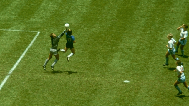 The 'Hand of God' moment at the '86 World Cup