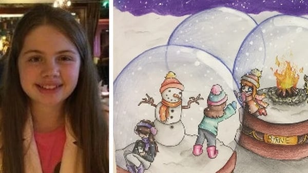 Abby O'Reilly's winning entry, showed groups of people celebrating Christmas in three snow globes, together but apart