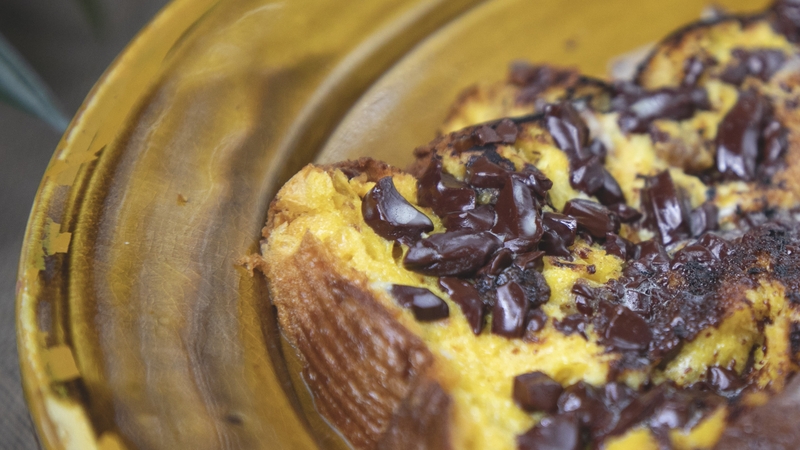 Rory's grilled panetonne chocolate pudding