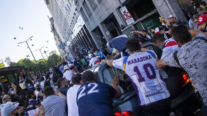 The funeral procession for a leaves Casa Rosada in Buenos Aires