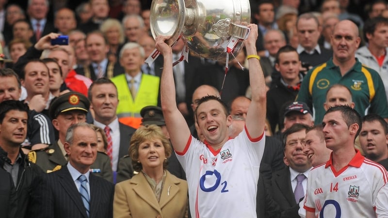 Paul Kerrigan celebrates with the Sam Maguire trophy in 2010