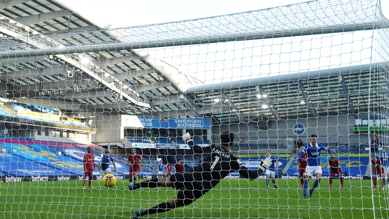 Pascal Gross scores a late penalty for Brighton