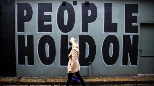 A mural is seen in Castle Lane, Belfast
