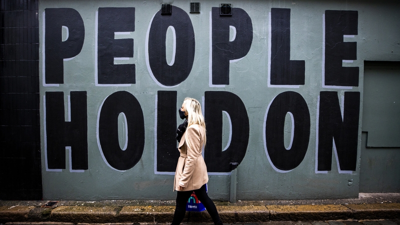 A mural is seen in Castle Lane, Belfast