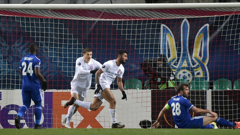 Allahyar Sayyad celebrates scoring the winning goal as Zorya Luhansk beat Leicester 1-0 in Ukraine